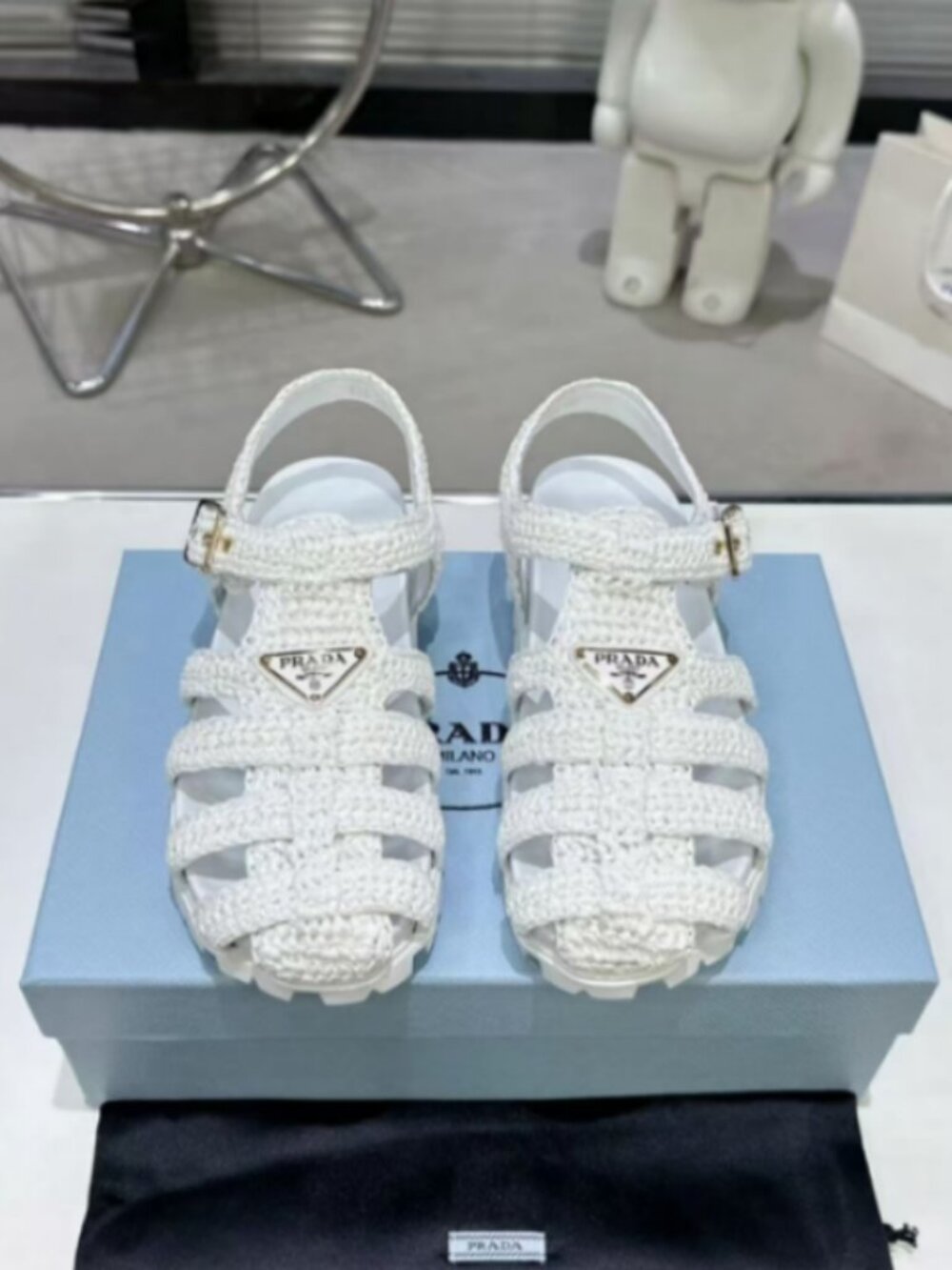Prada Woven Caged Platform Sandals